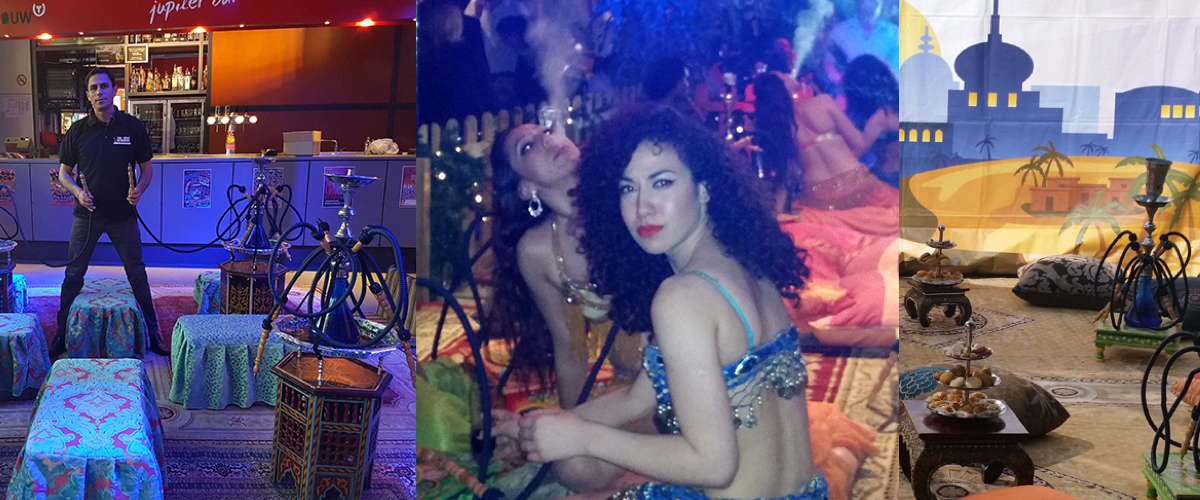 Shishabar en personeel in flowerpoer stijl
